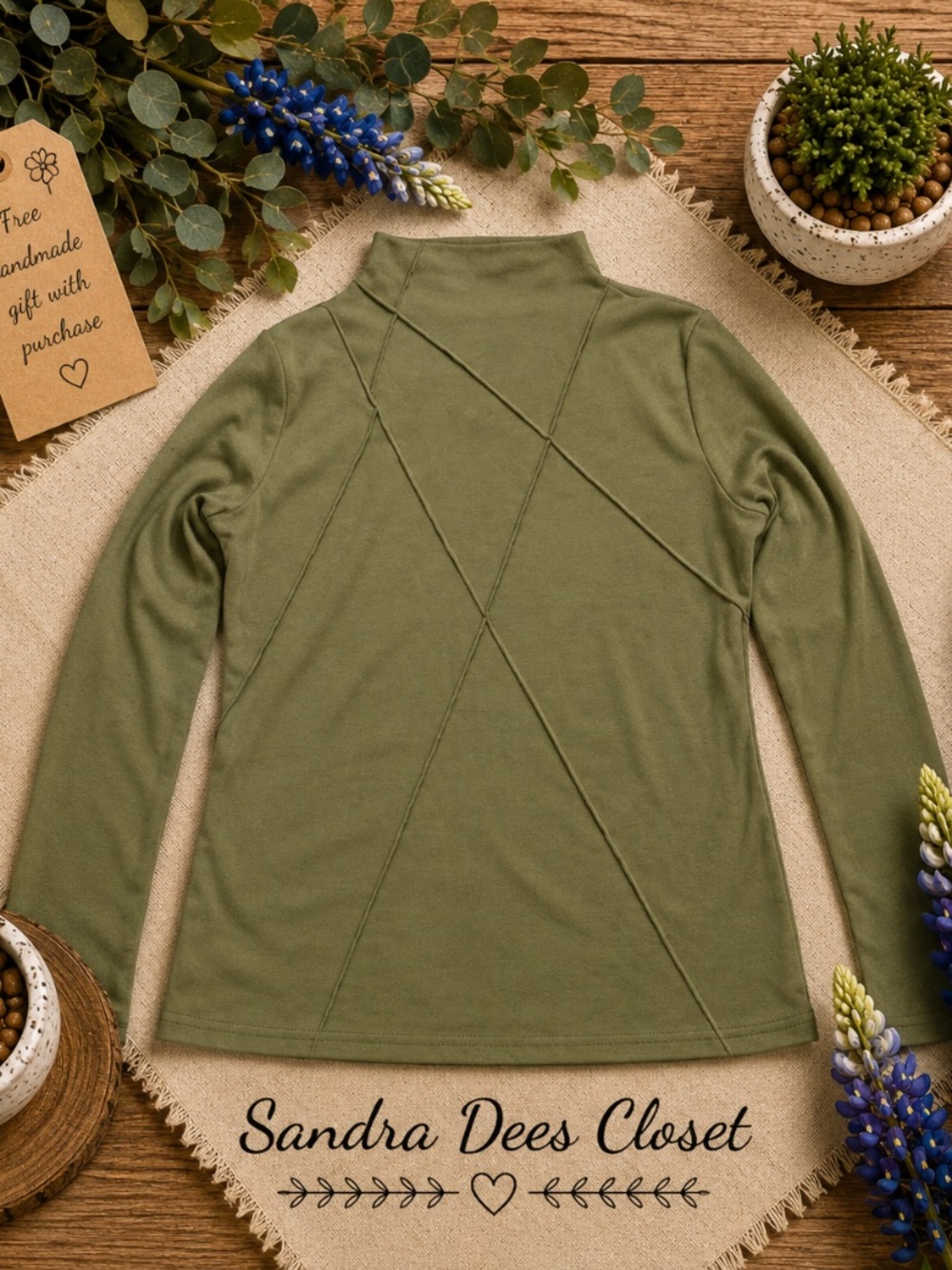 Olive green long sleeve top